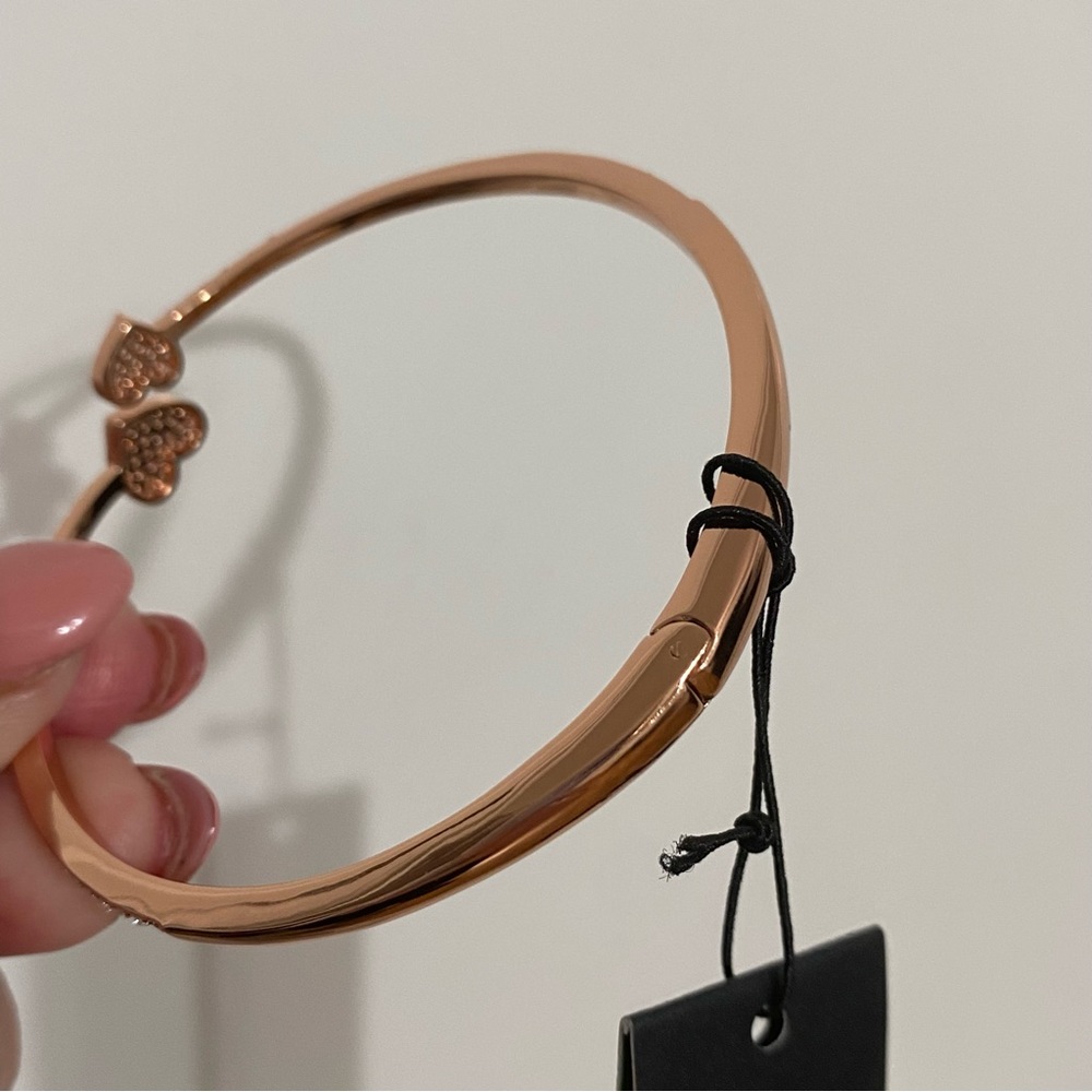 NWT! Kate Spade Yours Truly Pave Open Heart Hinge Cuff Bracelet - Picture 9 of 10
